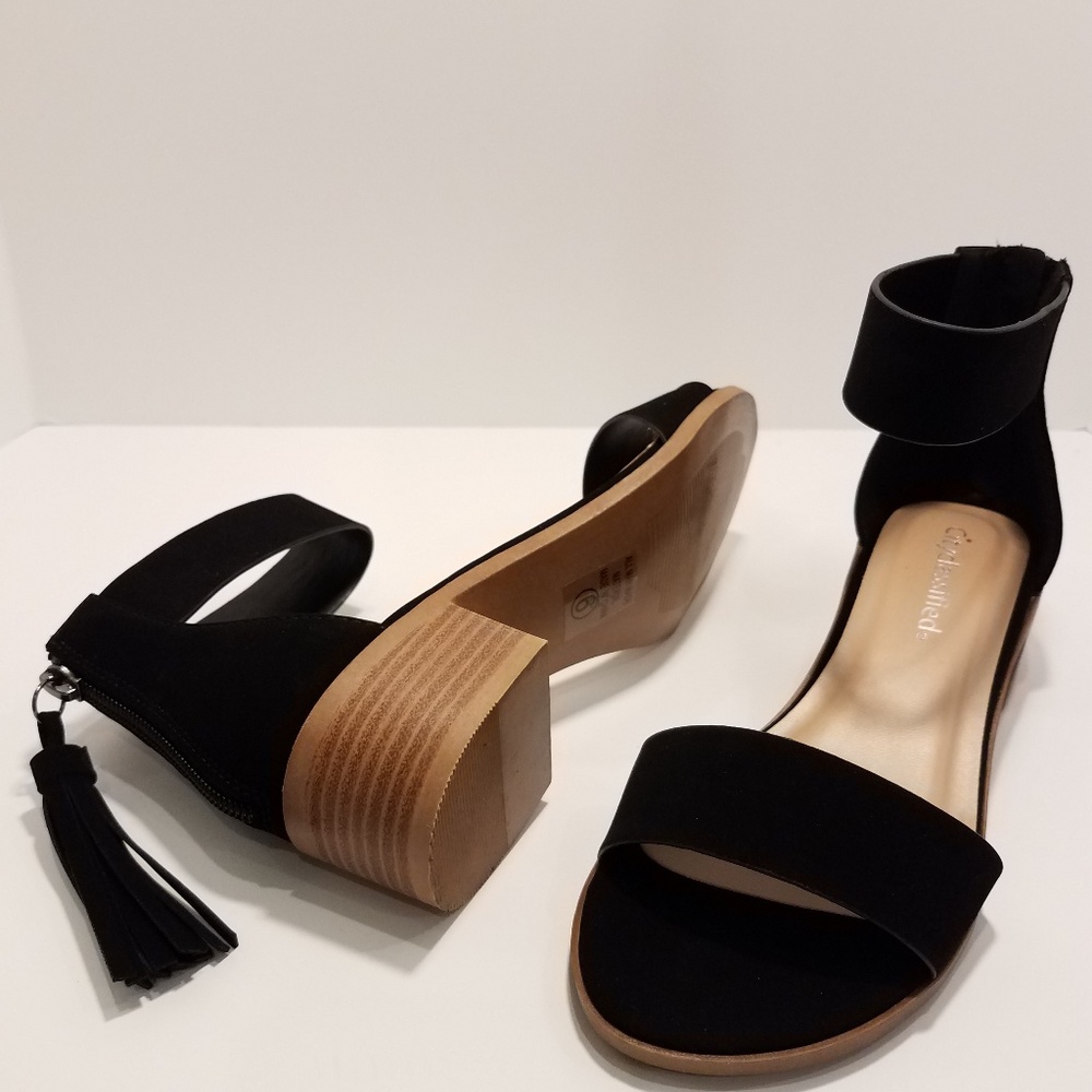 NEW Black Faux Suede Sandal - Picture 3 of 7